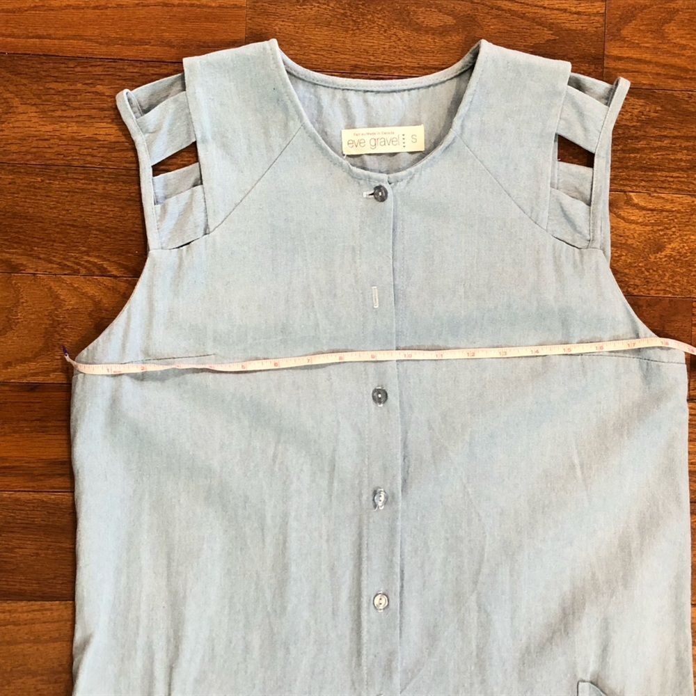 Eve Gravel Shotgun Wedding Denim Blue Shirt Dress Cotton Cutout Women's Small - Picture 5 of 8